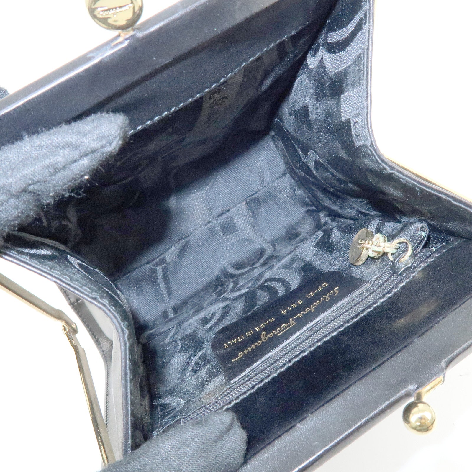 Ferragamo Vara Ribbon Leather 2Way Bag Hand Bag Black