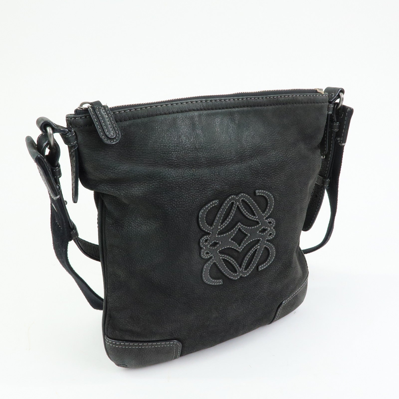 LOEWE Anagram Calf Leather Shoulder Bag Crossbody Bag Black