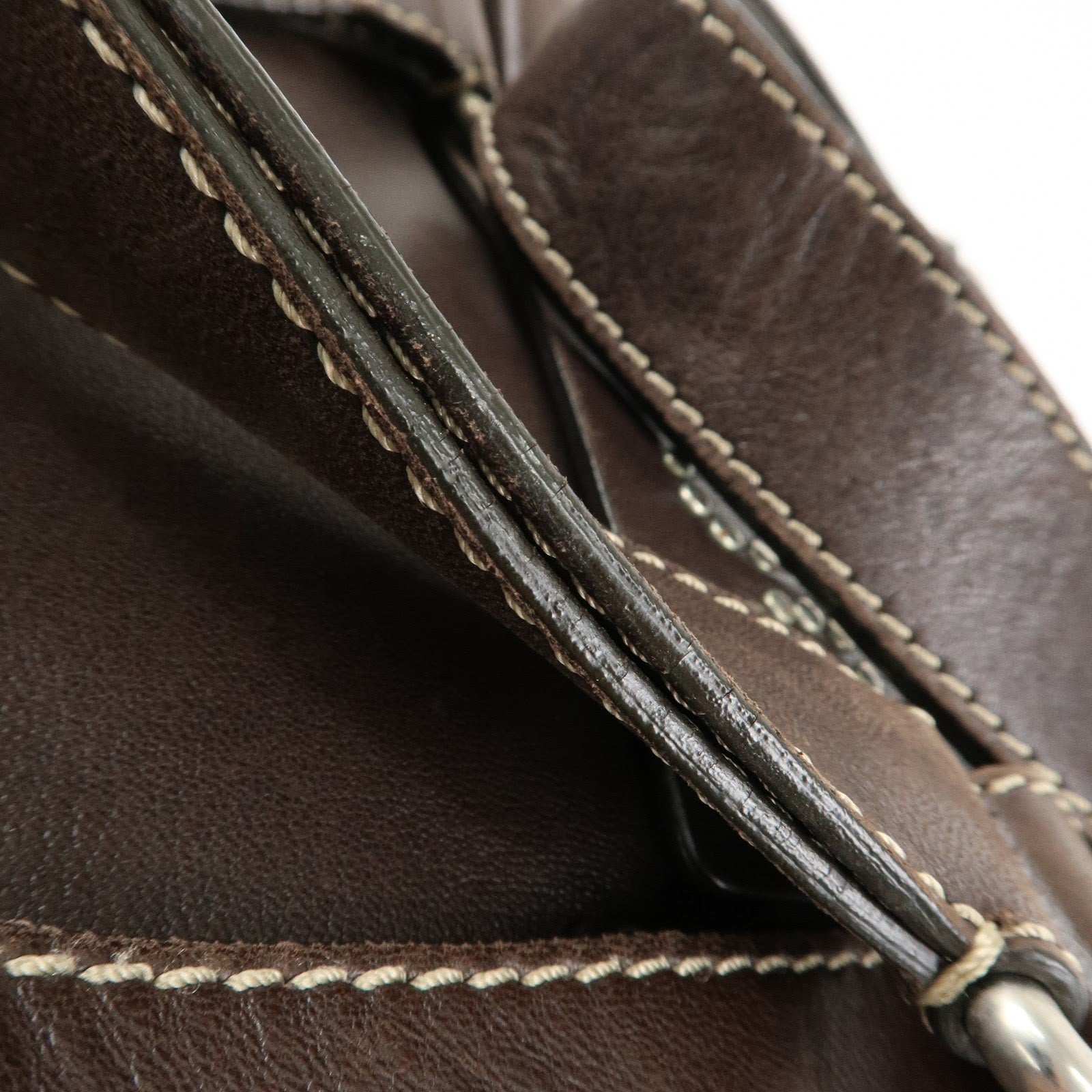 Chloe Patsy Studs Logo Leather Tote Bag Shoulder Bag Brown Used