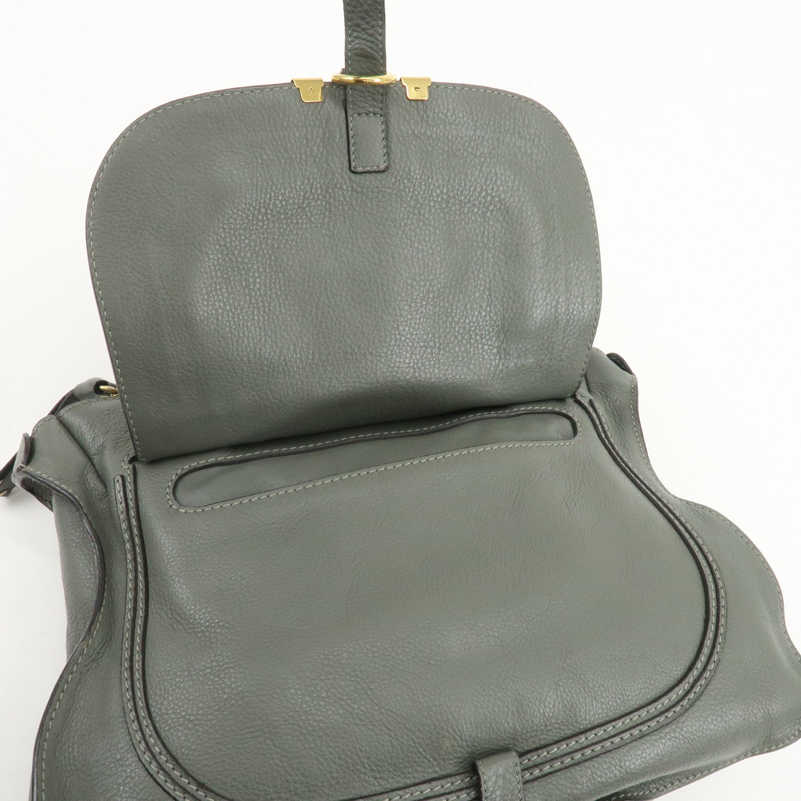 Chloe Marcie Leather Tote Bag Shoulder Bag Hand Bag Gray