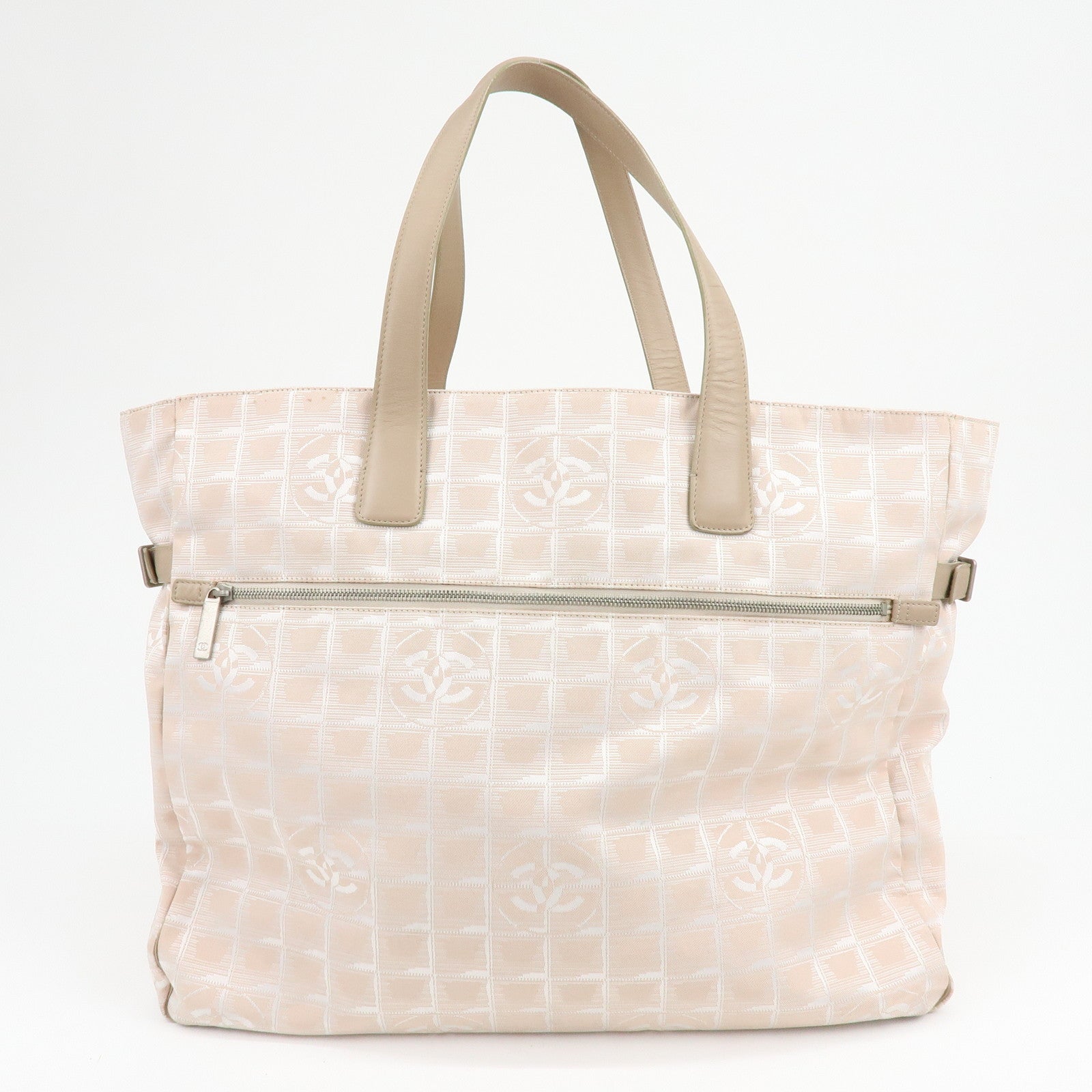 CHANEL New Travel Line Nylon Jacquard Leather Tote Bag TGM A15826