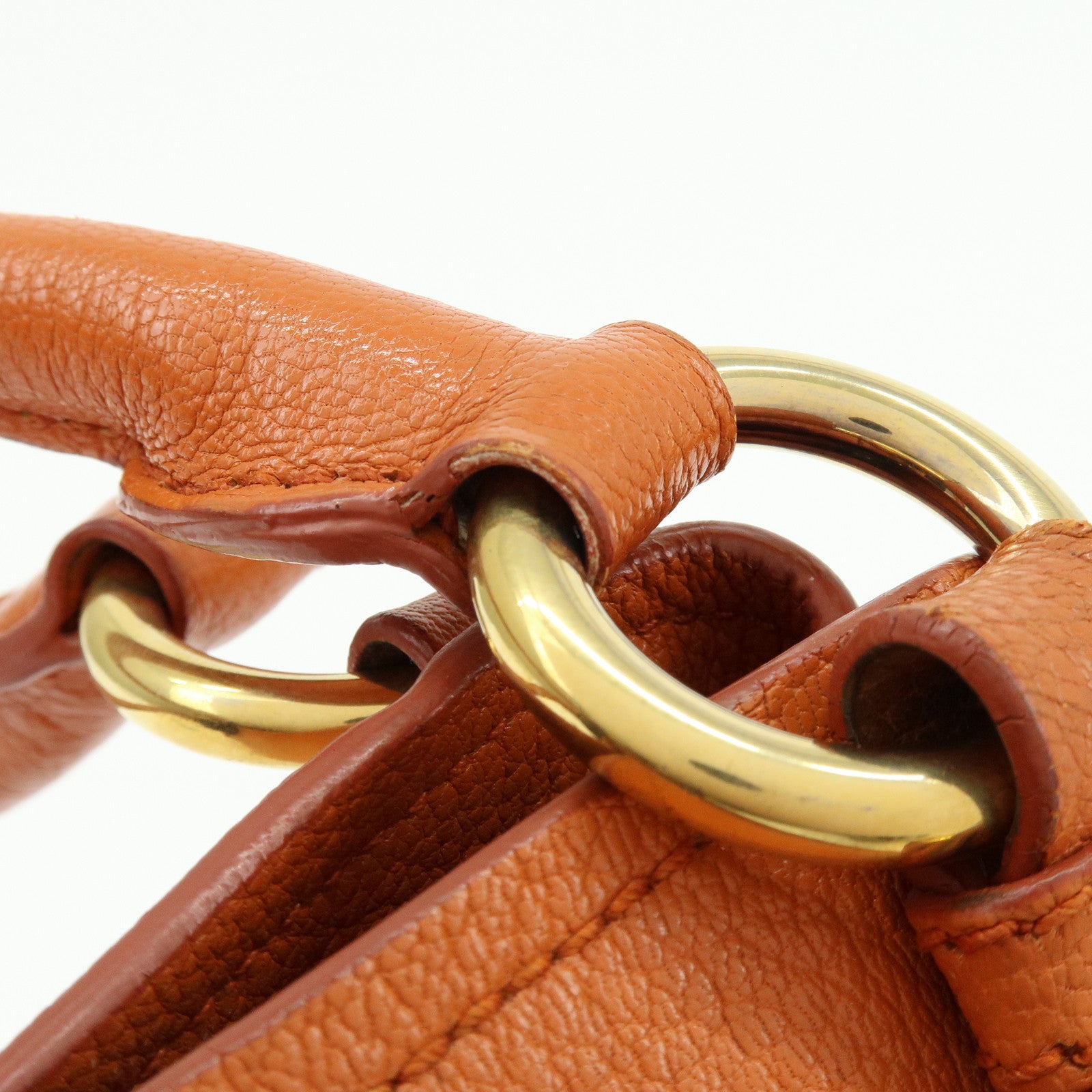 MIU MIU Madras Leather 2Way Shoulder Bag Hand Bag Orange RN0886