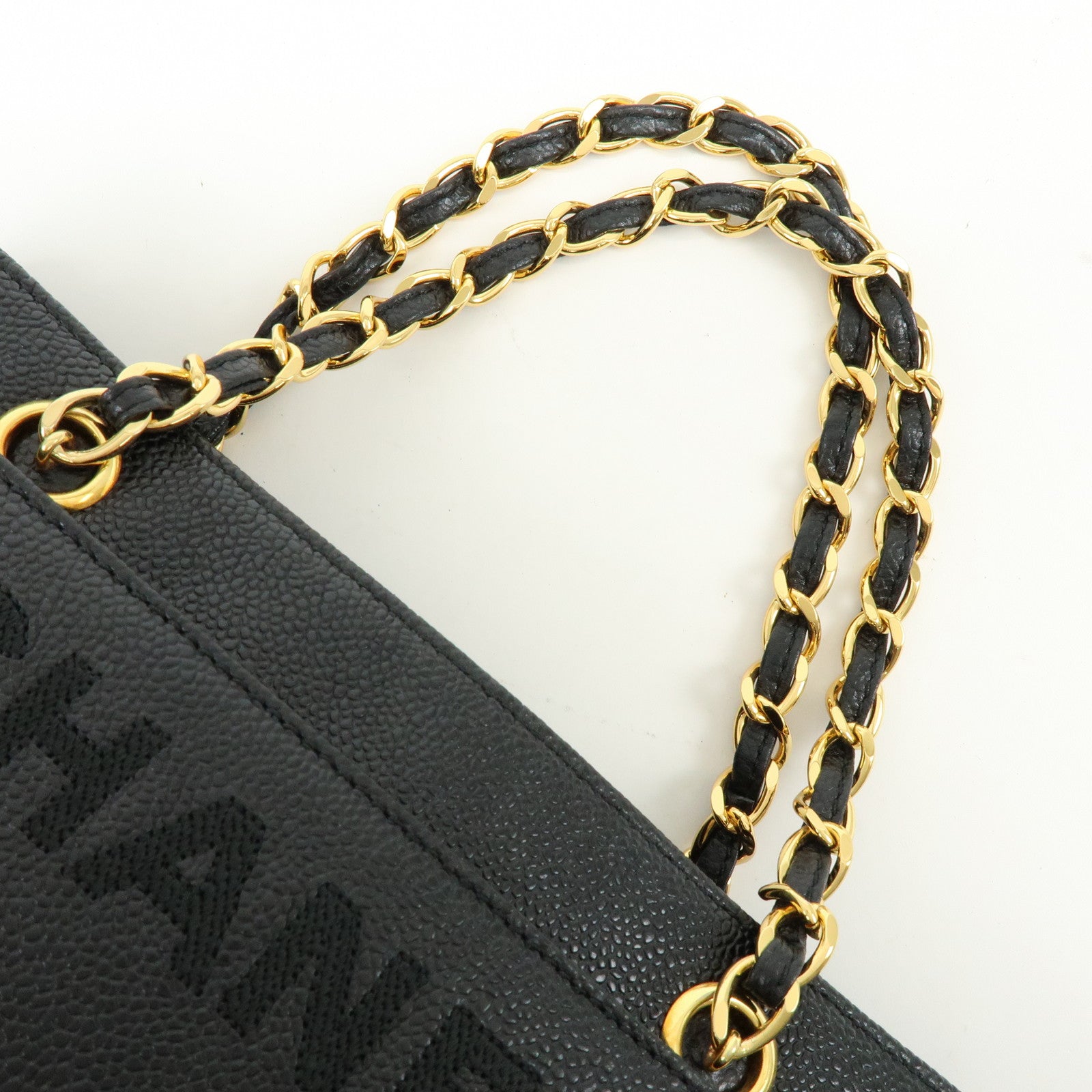 CHANEL Caviarskin Tote Bag Hand Bag Black A08913
