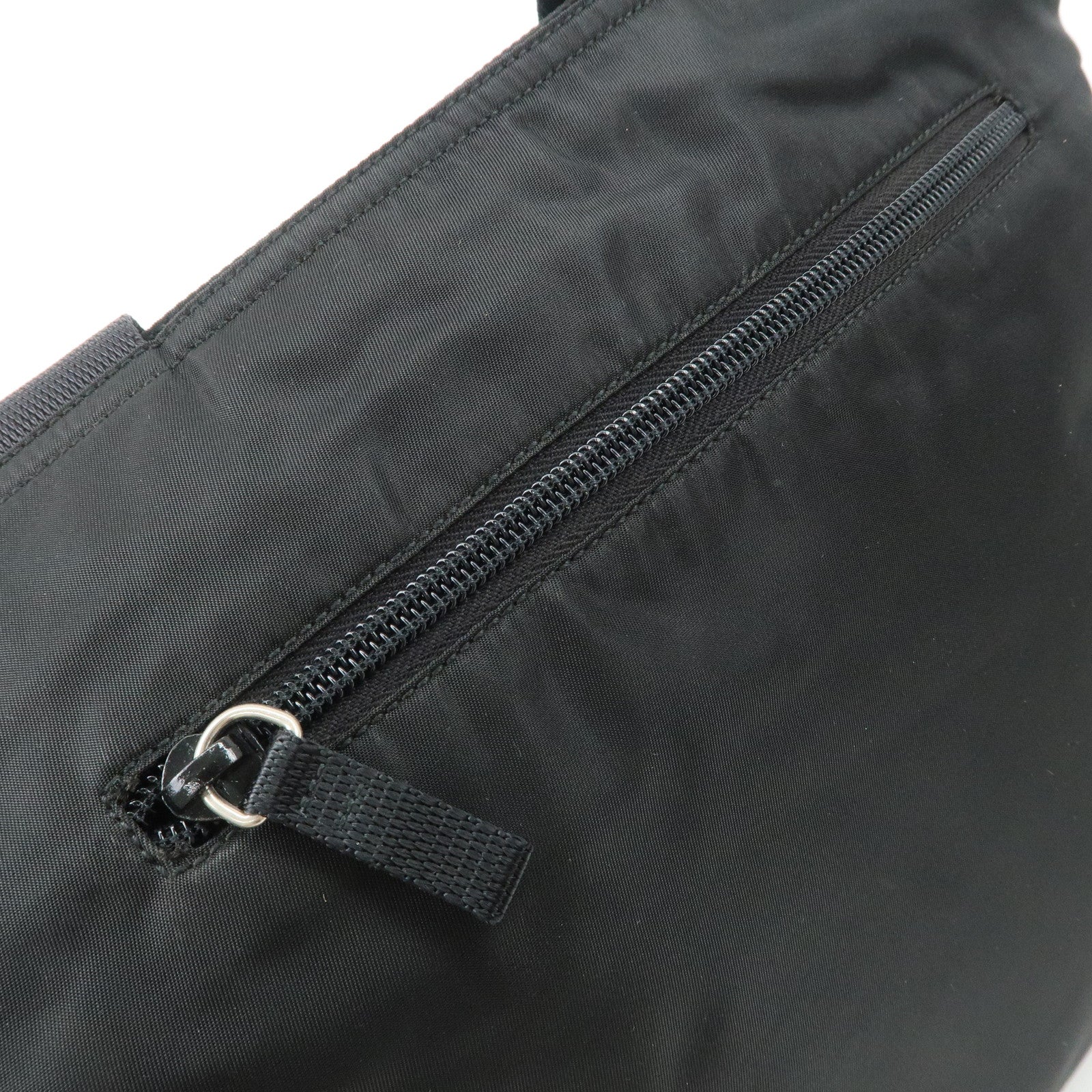 PRADA Triangle Logo Nylon Tote Bag Shoulder Bag Hand Bag Black