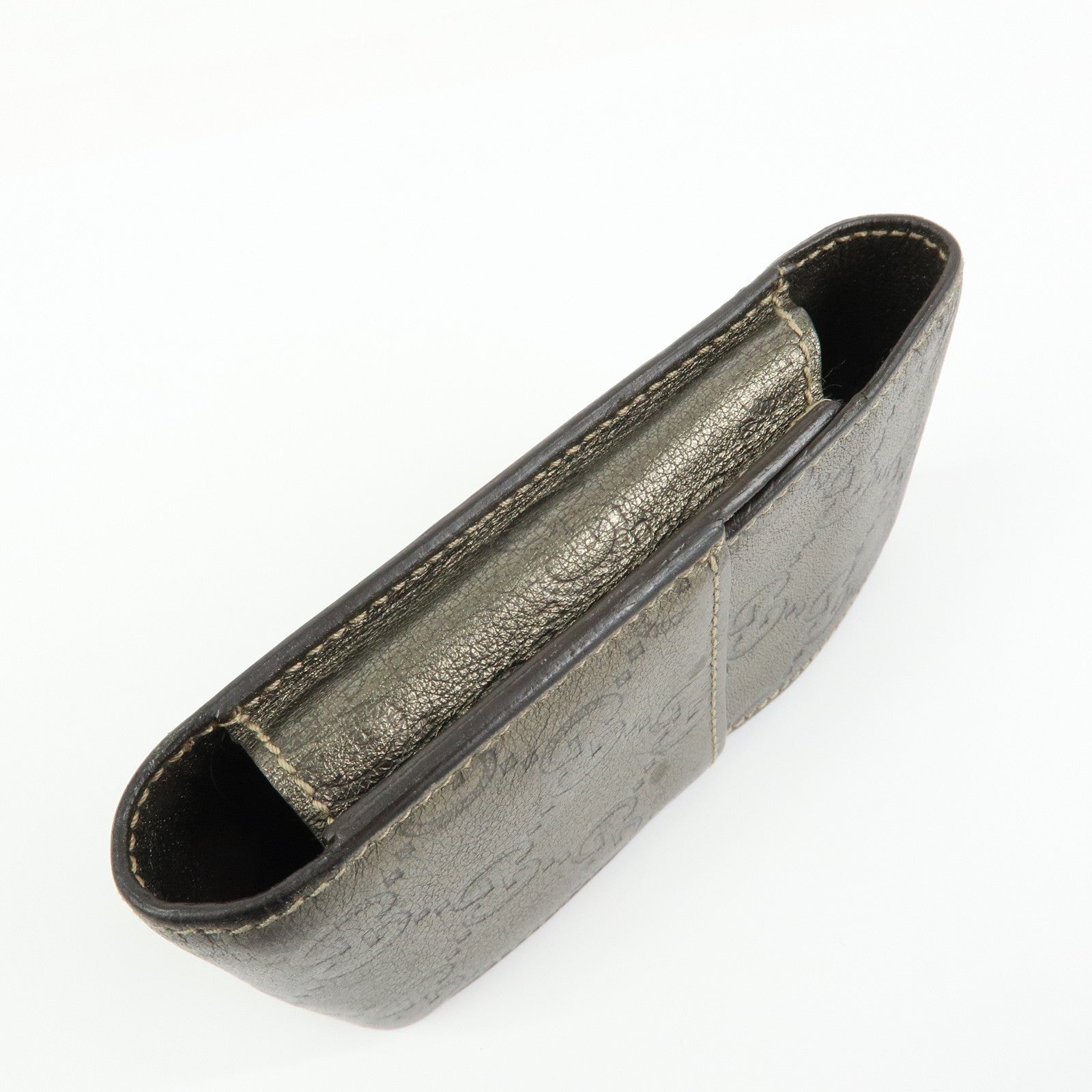 GUCCI Guccissima Leather Cigarette Case Gunmetal 181716
