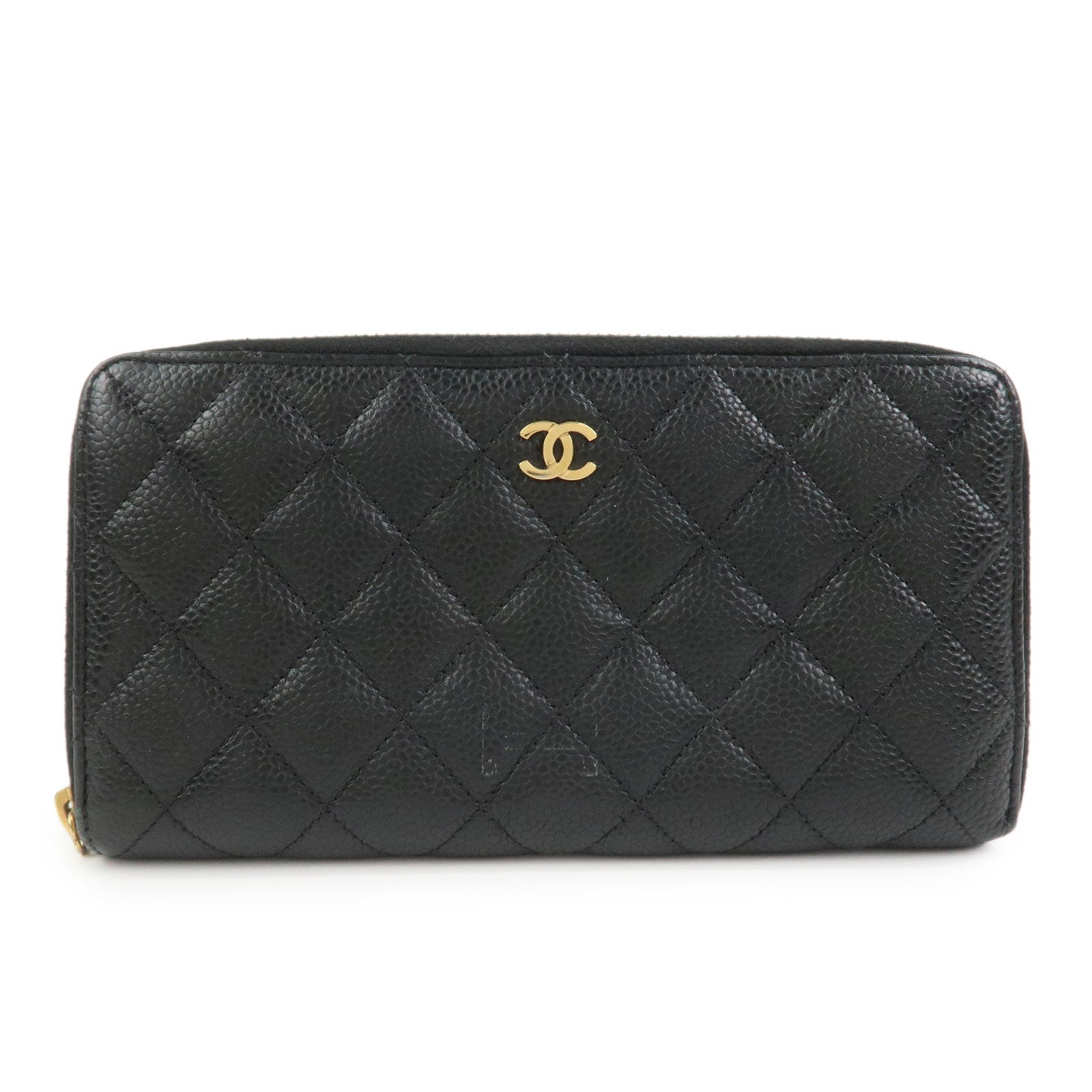 CHANEL COCO Mark Matelasse Classic Round Zippy Wallet Black AP0242