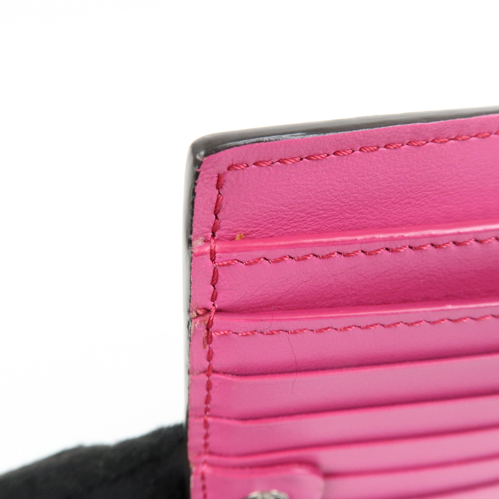 FENDI Peekaboo Leather Bi-fold Compact Wallet Pink 8M0438