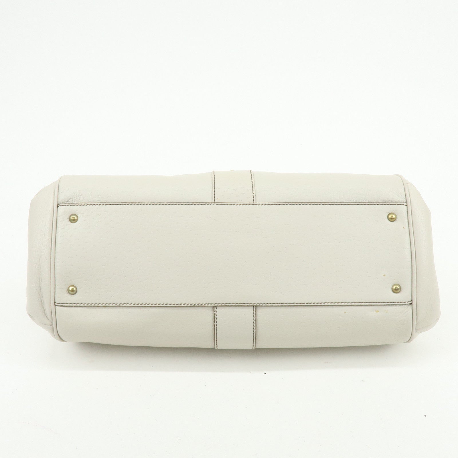 Ferragamo Gancini Leather Shoulder Bag Hand Bag Ivory