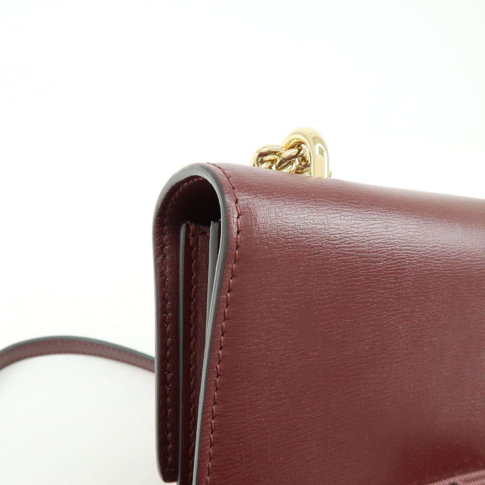 Ferragamo Vara Ribbon Leather Chain Shoulder Bag Bordeaux