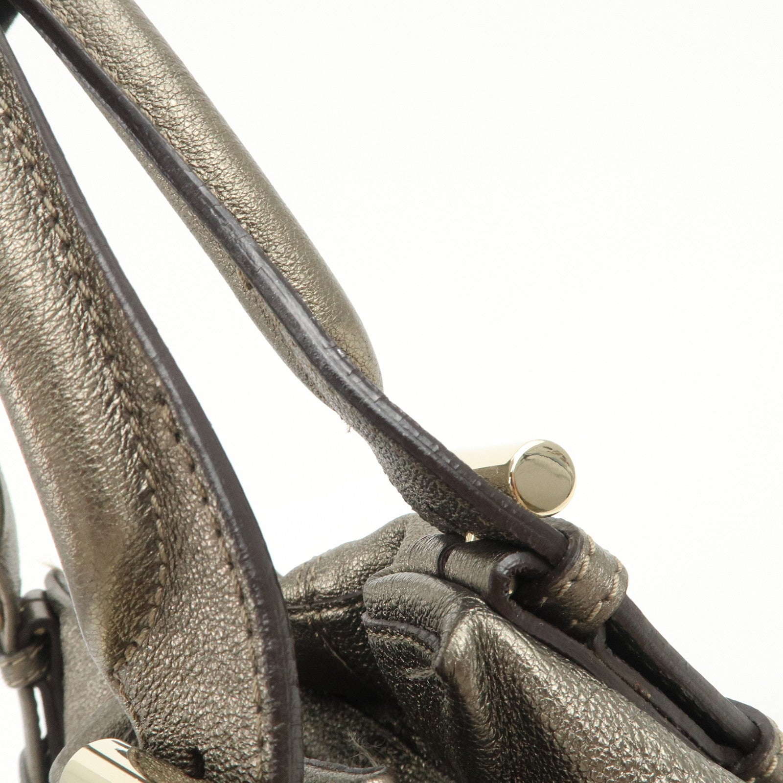 JIMMY CHOO Tulita Leather Shoulder Bag Hand Bag Metallic Brown