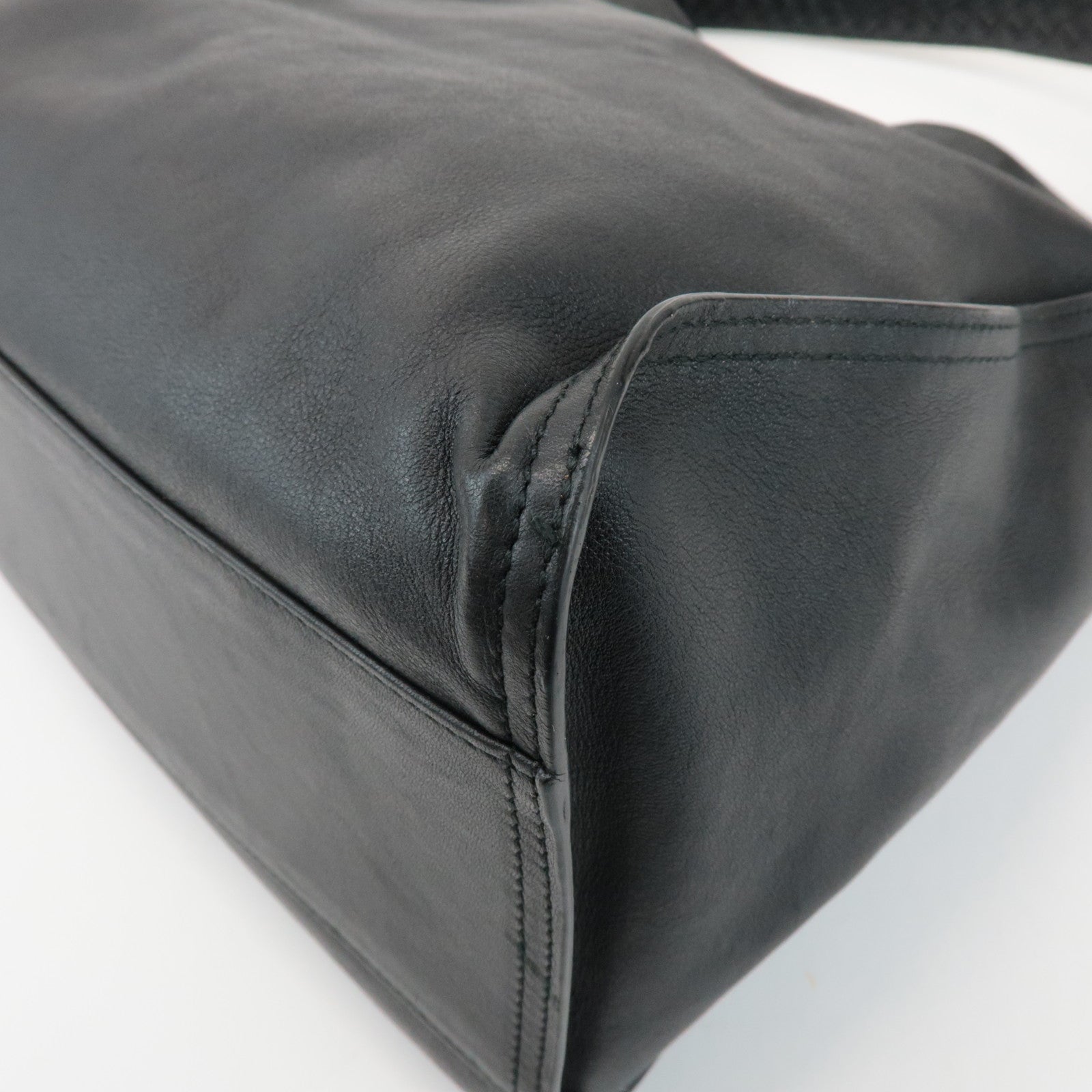 BOTTEGA VENETA Intrecciato Leather Shoulder Bag Black