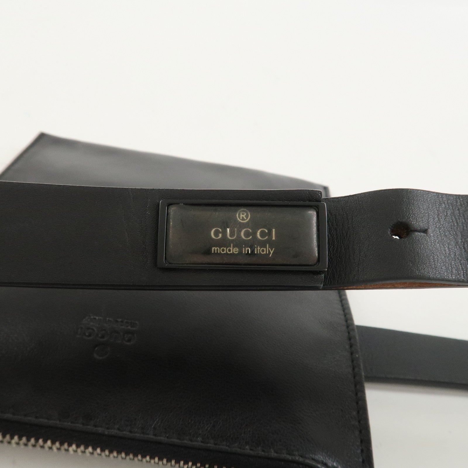 GUCCI Leather Waist Pouch Body Bag Black 037.1312