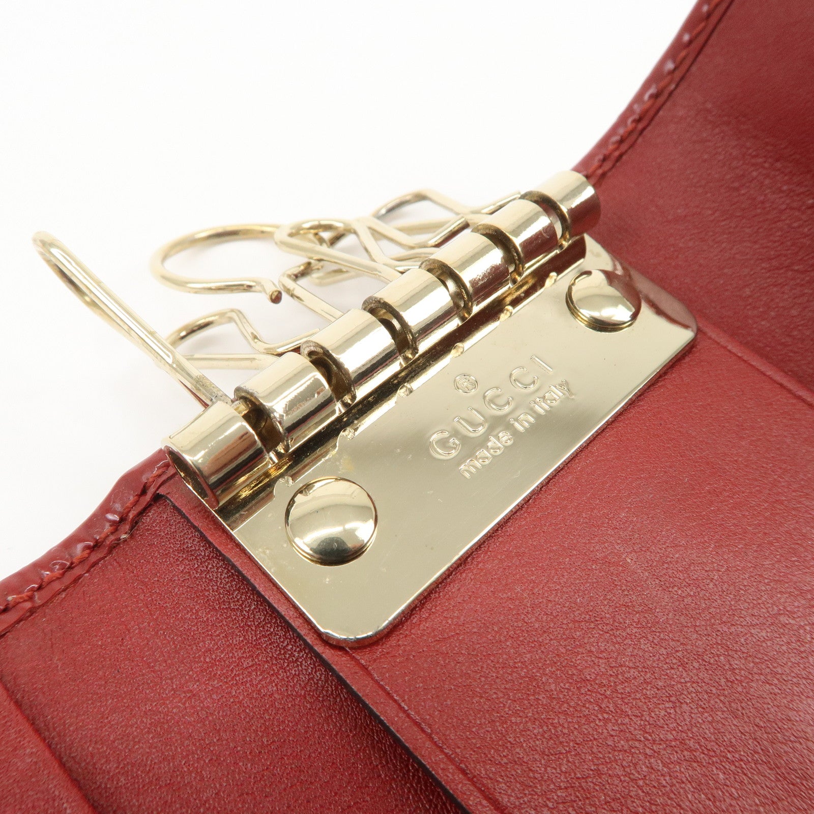 GUCCI Micro Guccissima Patent Leather 6 Ring Key Case Red 203551