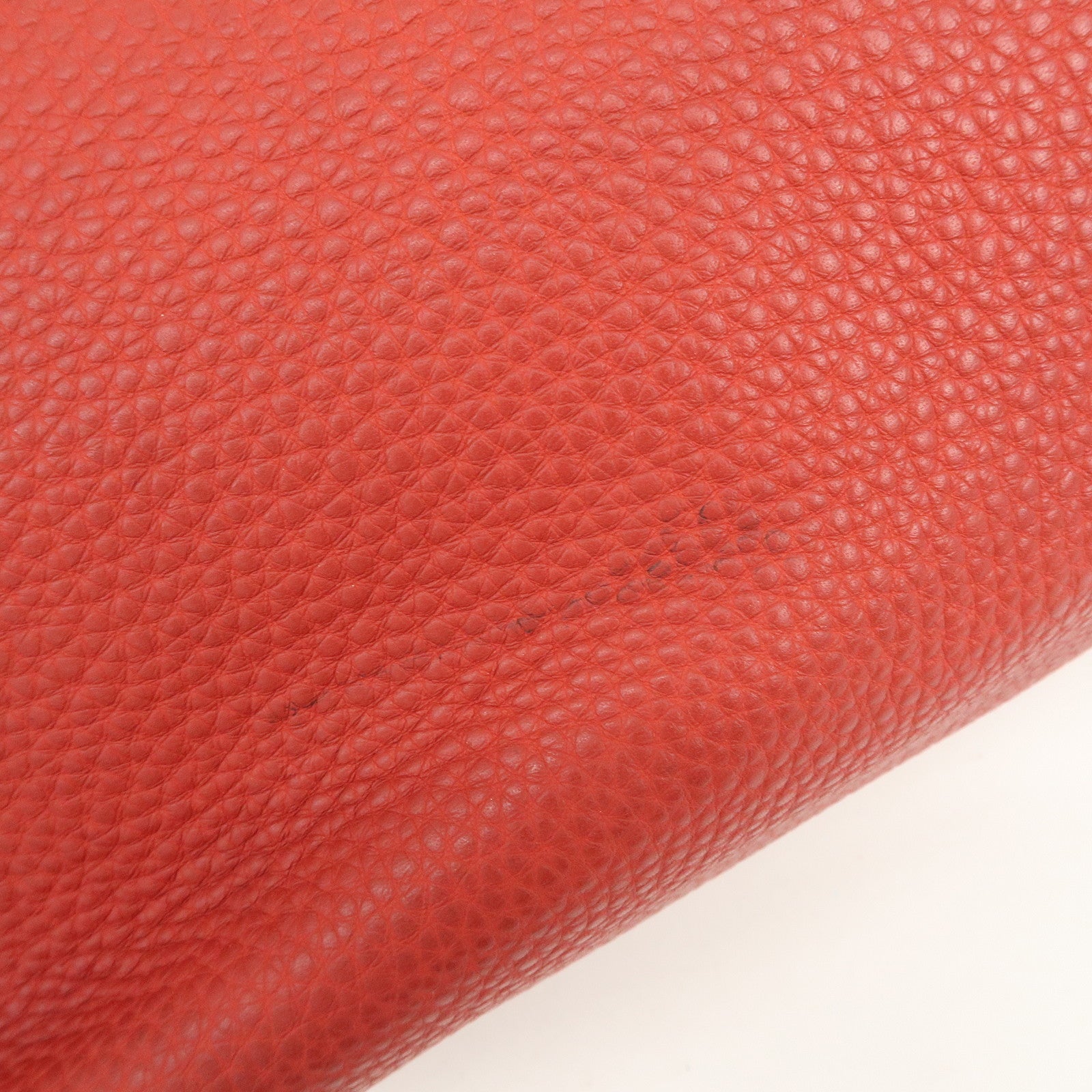 PRADA Triangle Logo Leather 2Way Tote Bag Shoulder Bag Red BN1713
