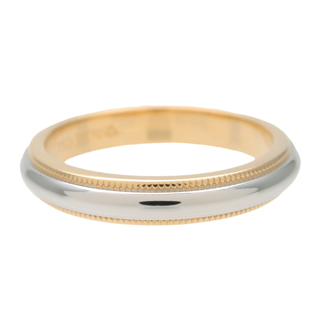 Tiffany & Co Milgrain Band Ring PT950 #12.5 Yellow Gold Platinum