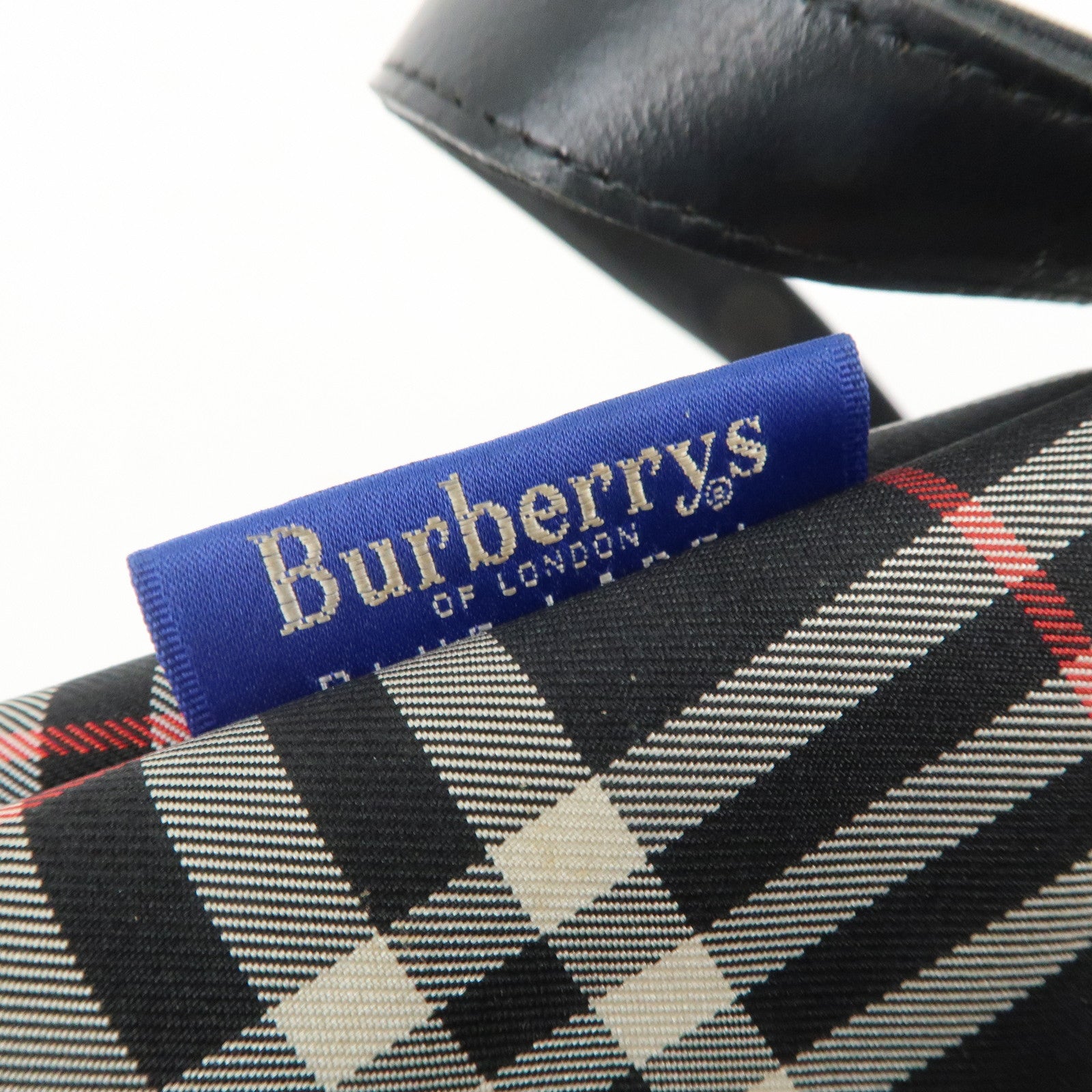 BURBERRY Blue Label Nylon Leather Shoulder Bag Nova Plaid Black