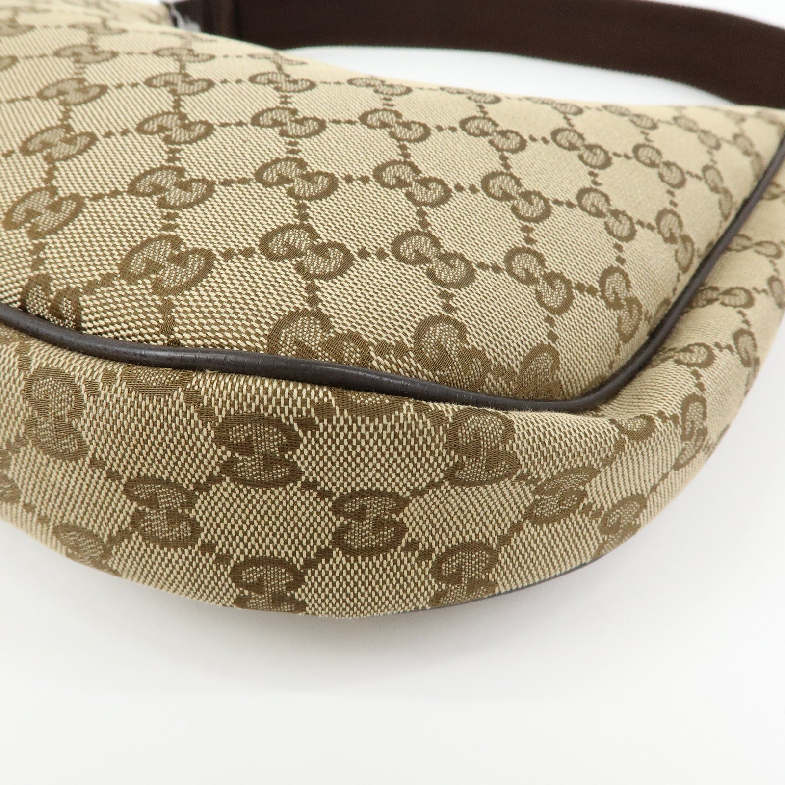 GUCCI GG Canvas Leather Shoulder Bag Crossbody Bag Beige 122790
