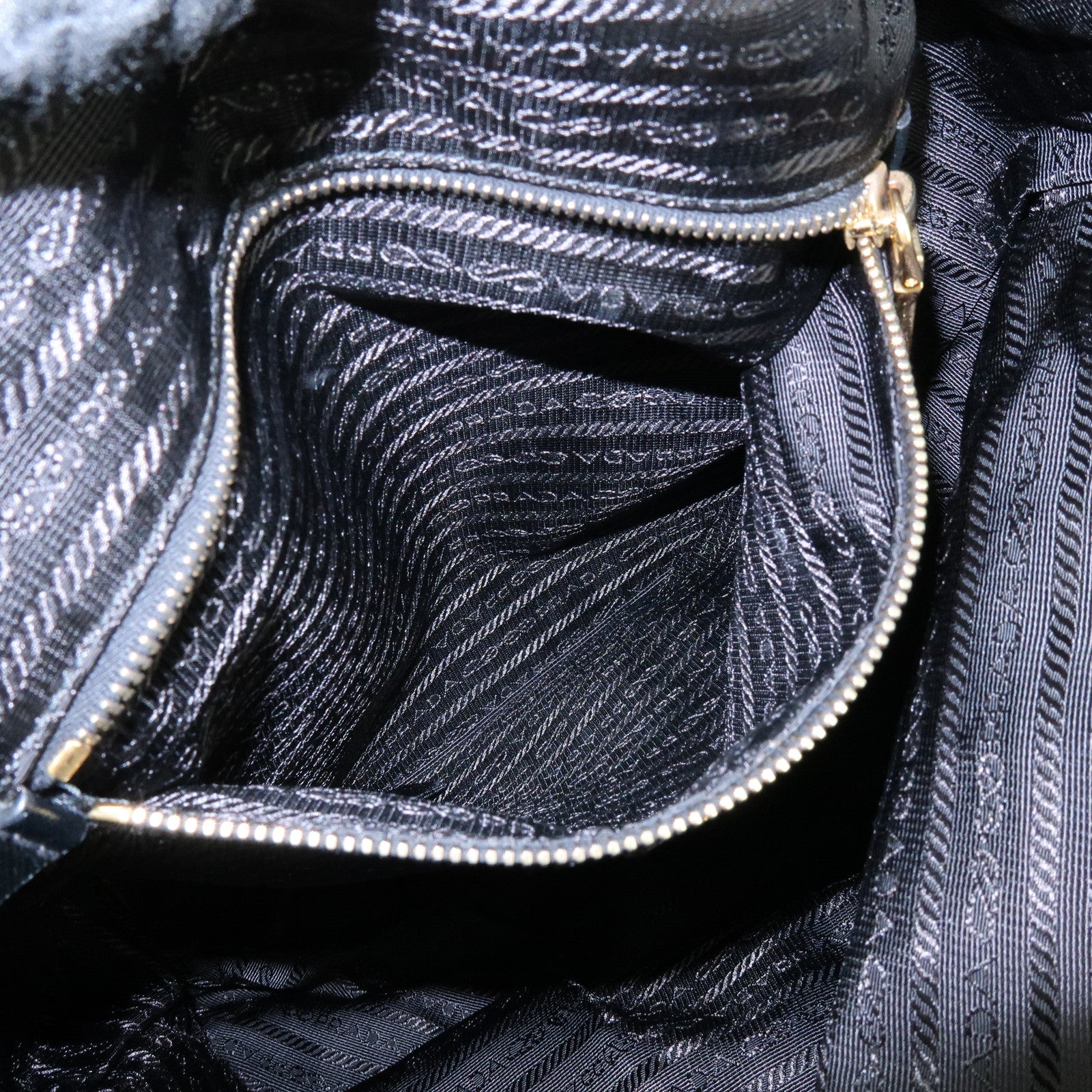 PRADA Triangle Logo Nylon Saffiano Leather 2Way Bag Hand Bag Black