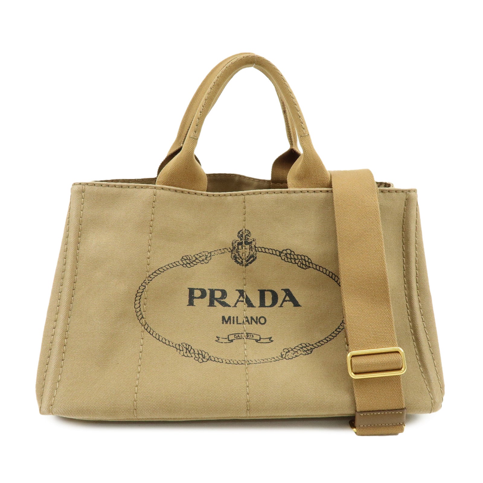 PRADA Triangle Logo CANAPA Canvas 2Way Bag Hand Bag Shoulder Bag