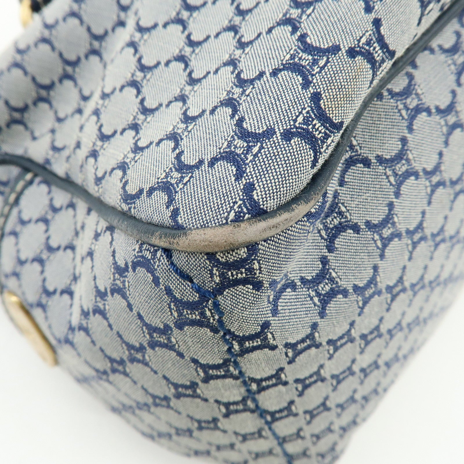 CELINE Macadam Canvas Leather Boogie Bag Hand Bag Navy