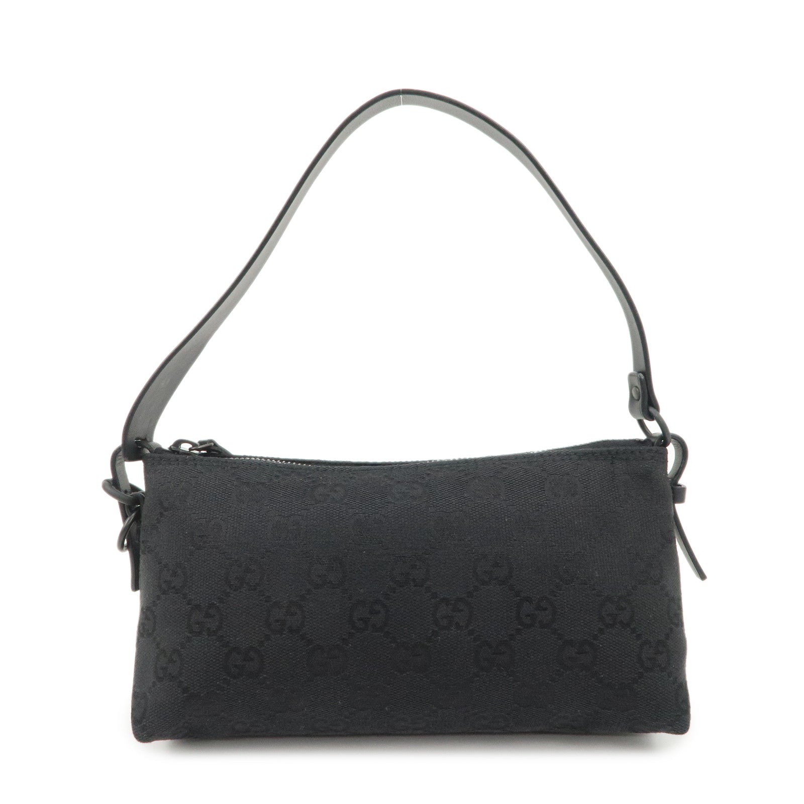 GUCCI GG Canvas Leather Accessory Pouch Hand Bag Black 103399 Used