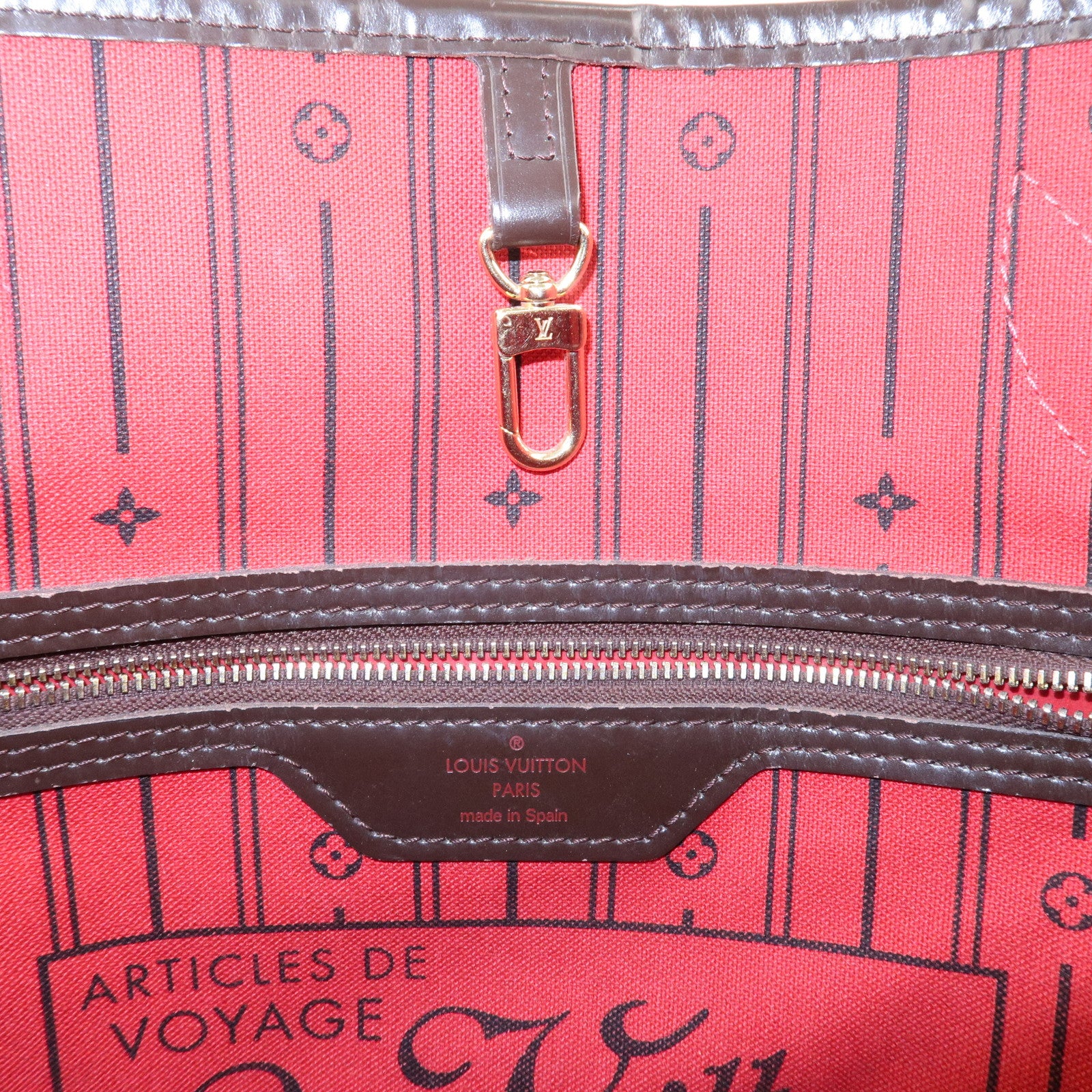 Louis Vuitton Damier Ebene Canvas Neverfull MM Tote Bag N51105 Used