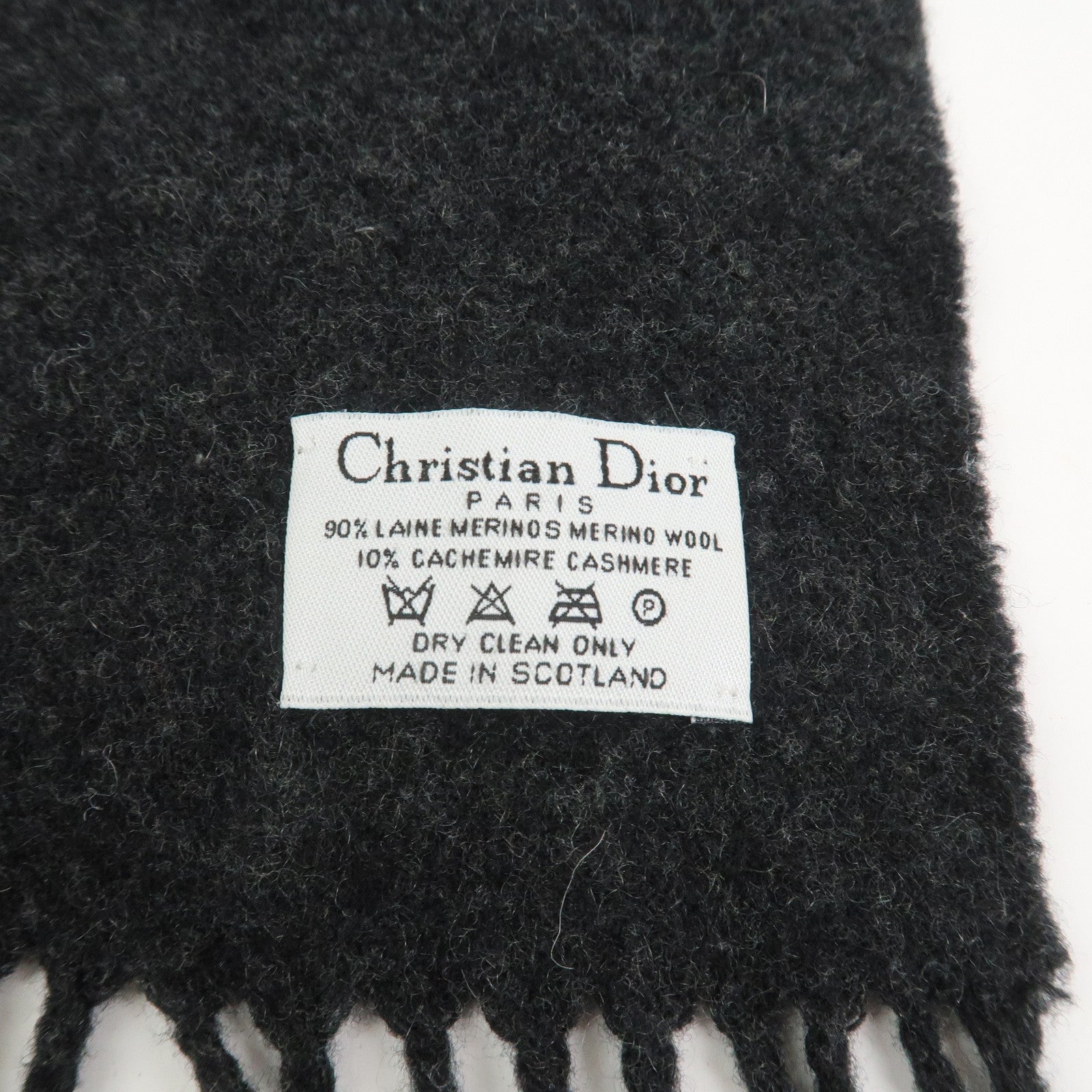 Christian Dior Logo Wool Cashmere Scarf Black Gray