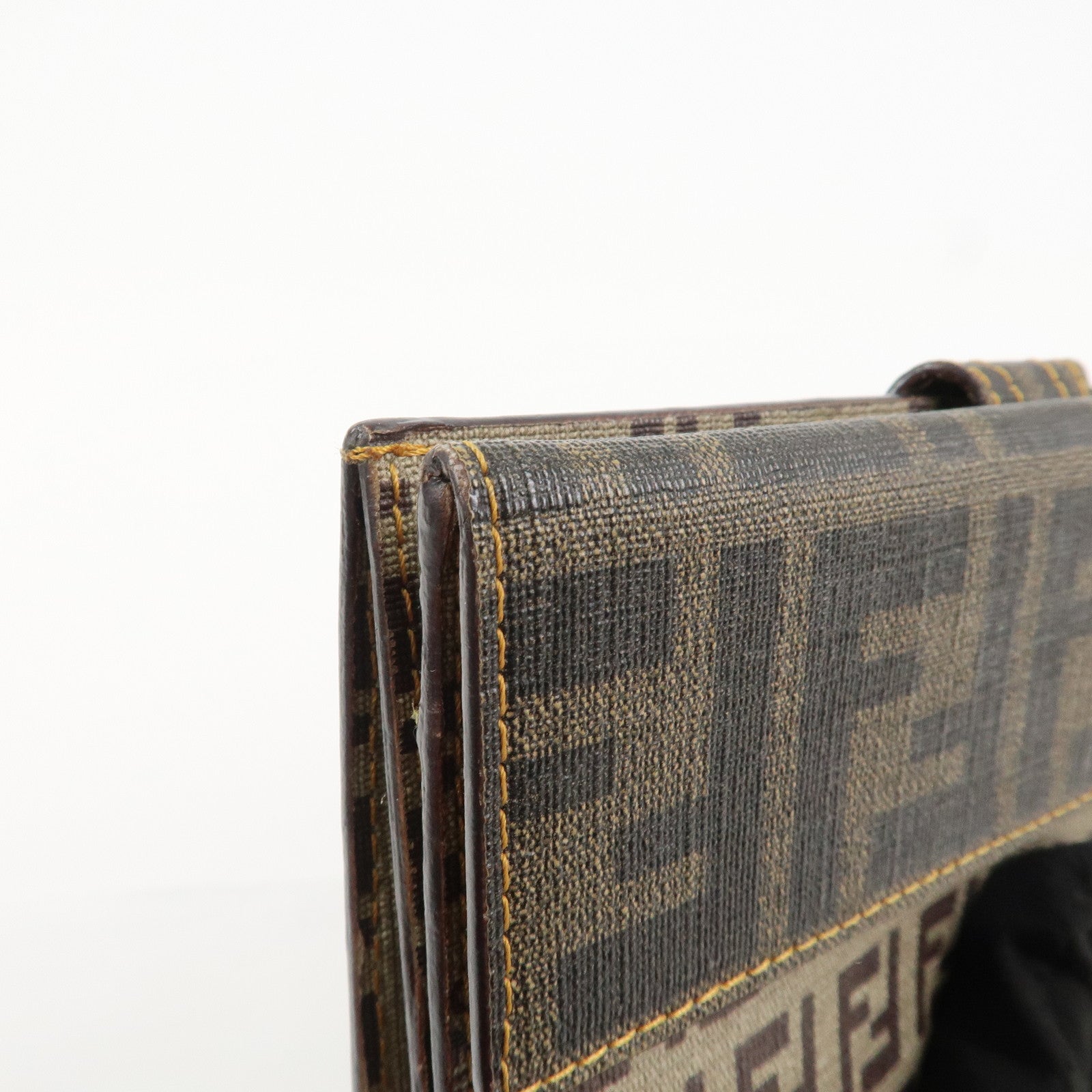 FENDI Zucca Zucchino PVC Leather Brown W Hook Long Wallet 8M00328