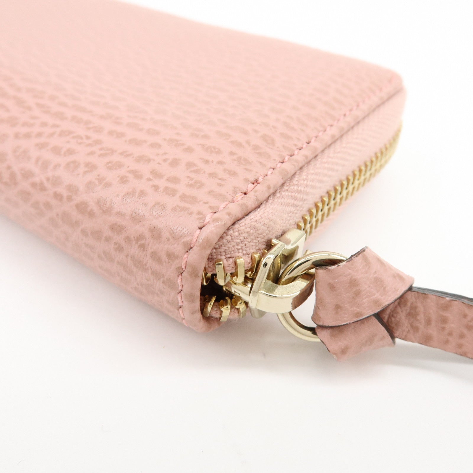 GUCCI Swing Leather Coin Case Compact Wallet Pink 368877