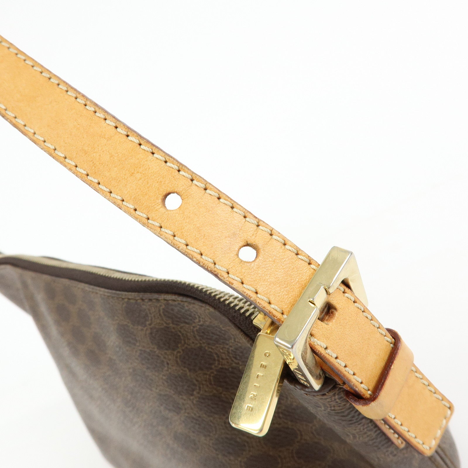 CELINE Macadam PVC Leather Shoulder Bag Hand Bag Brown