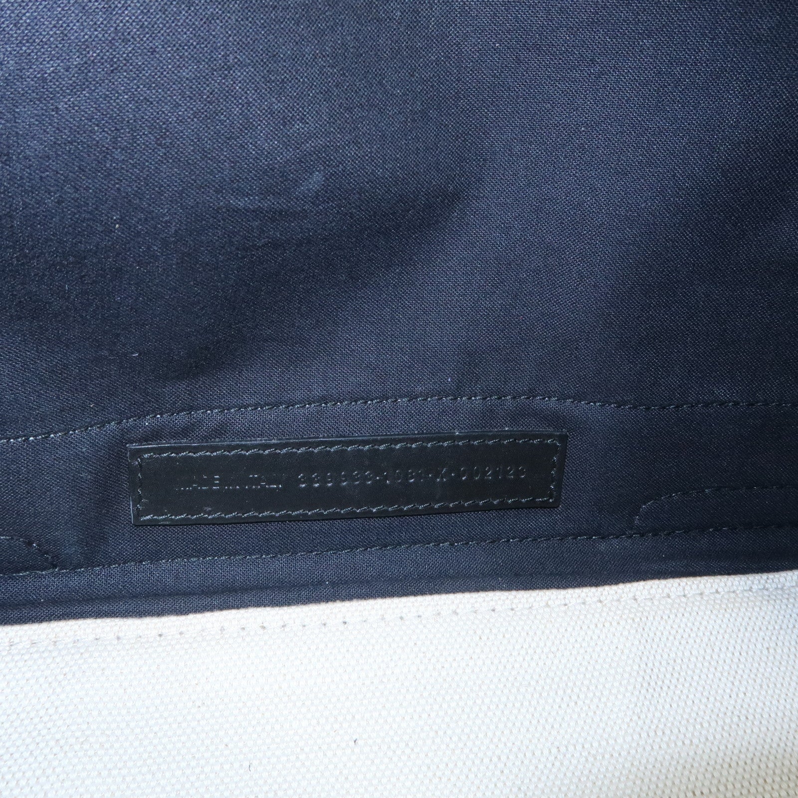 BALENCIAGA Navy Cabas S Cotton Calf Skin Tote Bag Hand Bag 339933