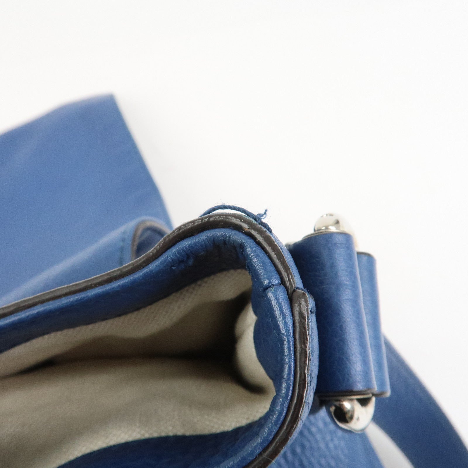 GUCCI Interlocking G Leather Shoulder Bag Crossbody Bag Blue 322056