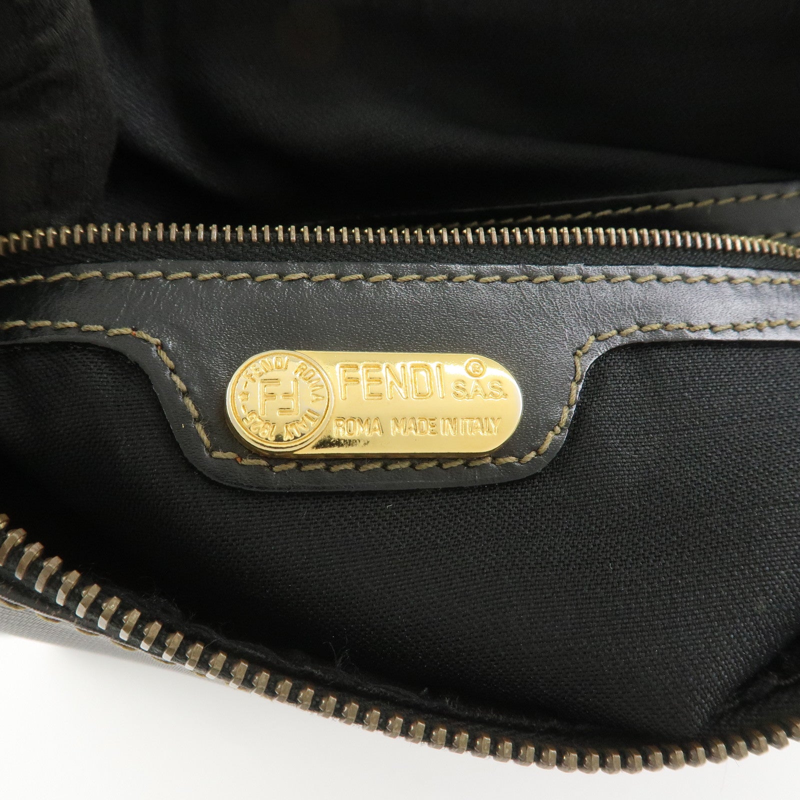 FENDI Pequin PVC Shoulder Bag Crossbody Bag Black 211 256510058