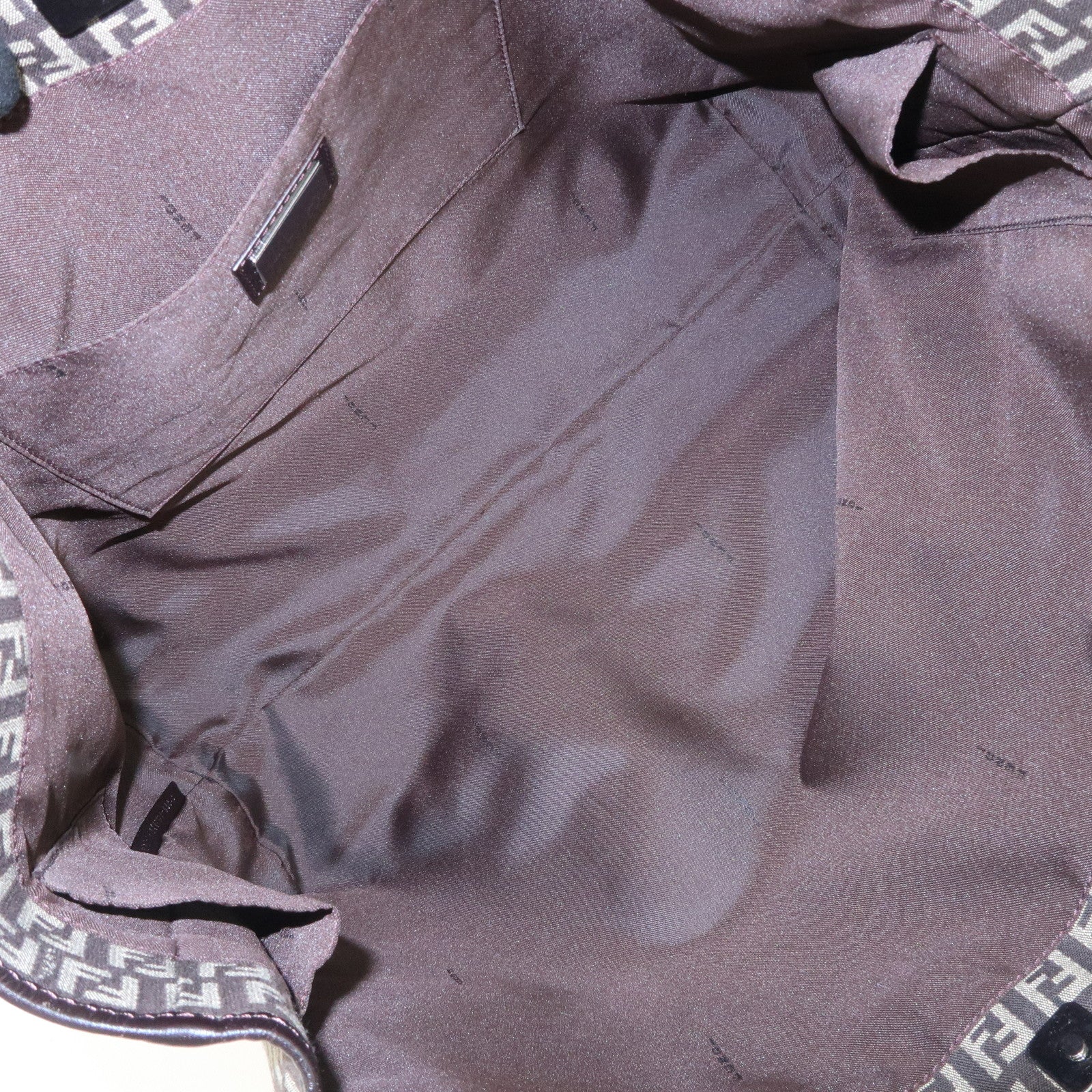 FENDI Zucchino Canvas Leather Tote Bag Beige Brown 8BH104