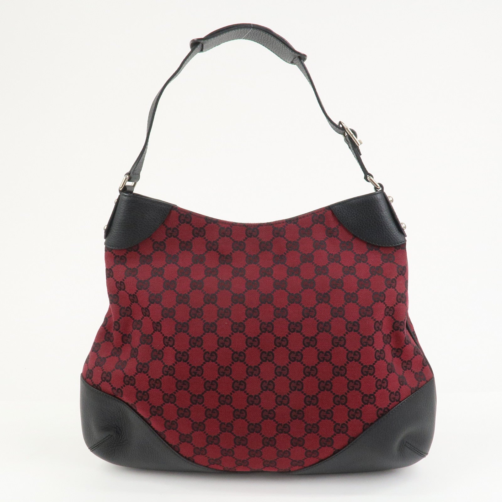 GUCCI GG Canvas Leather Shoulder Bag Red Black 272389