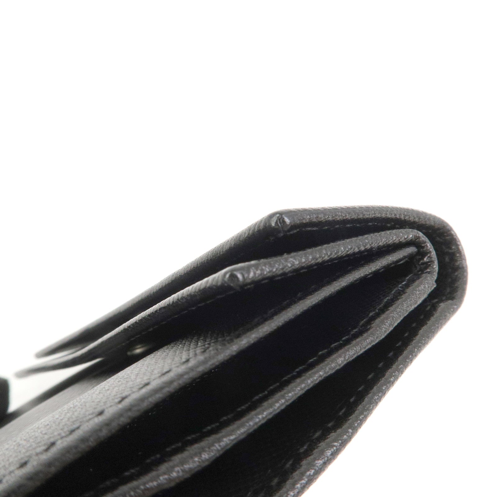 PRADA Triangle Logo Saffiano Leather Compact Wallet Black M53X