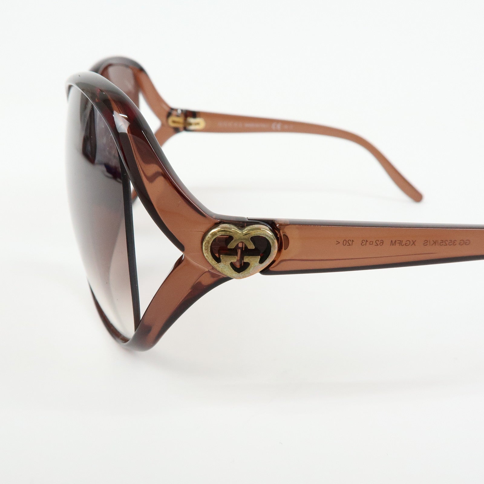 GUCCI Interlocking G Lovery Heart Plastic Sunglasses Brown GG3525