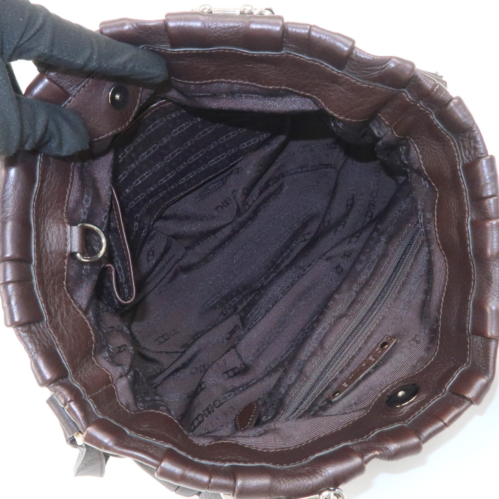 CELINE Macadam Pillow Small Leather 2Way Bag Dark Brown