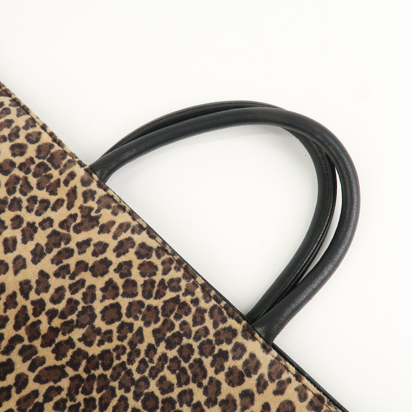 LOEWE Anagram Leather Tote Bag Leopard Black