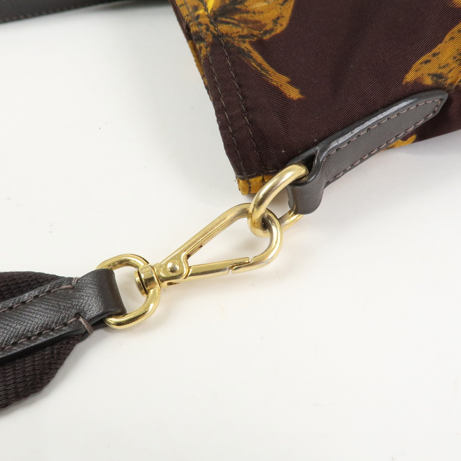PRADA Triangle Logo Nylon Leather 2Way Shoulder Bag Flower Print