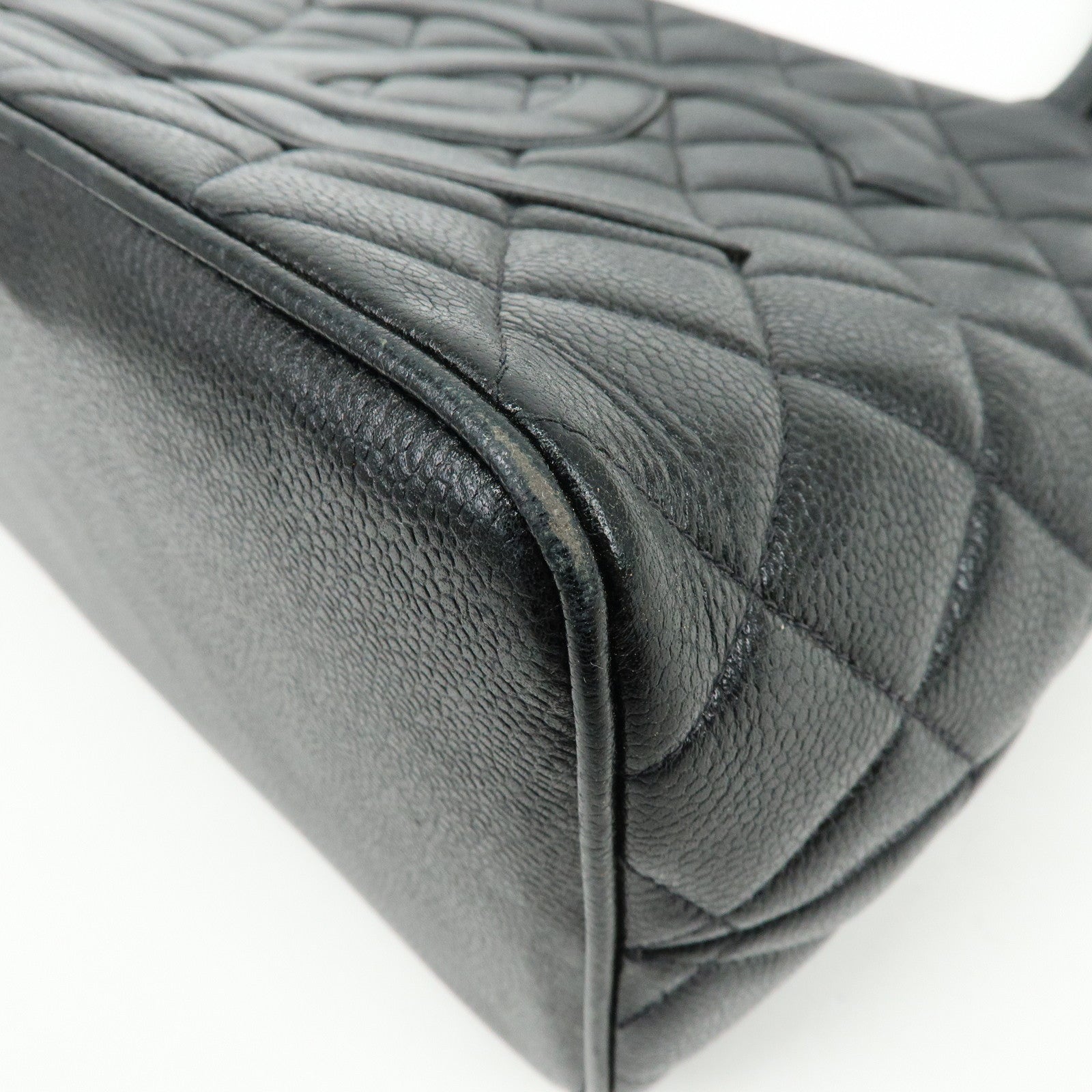 CHANEL Matelasse COCO Mark Medallion Tote Bag Hand Bag Black A01804