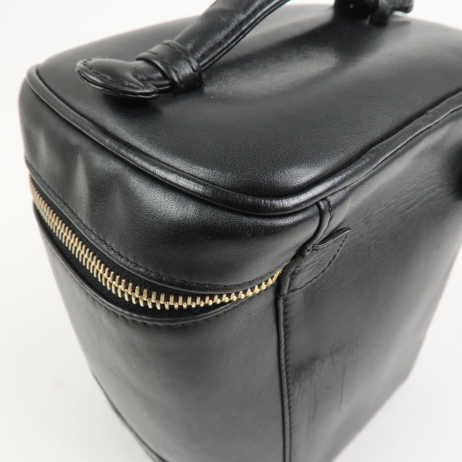 CHANEL Bicolore Lambskin Vanity Bag Hand Bag Black A01619