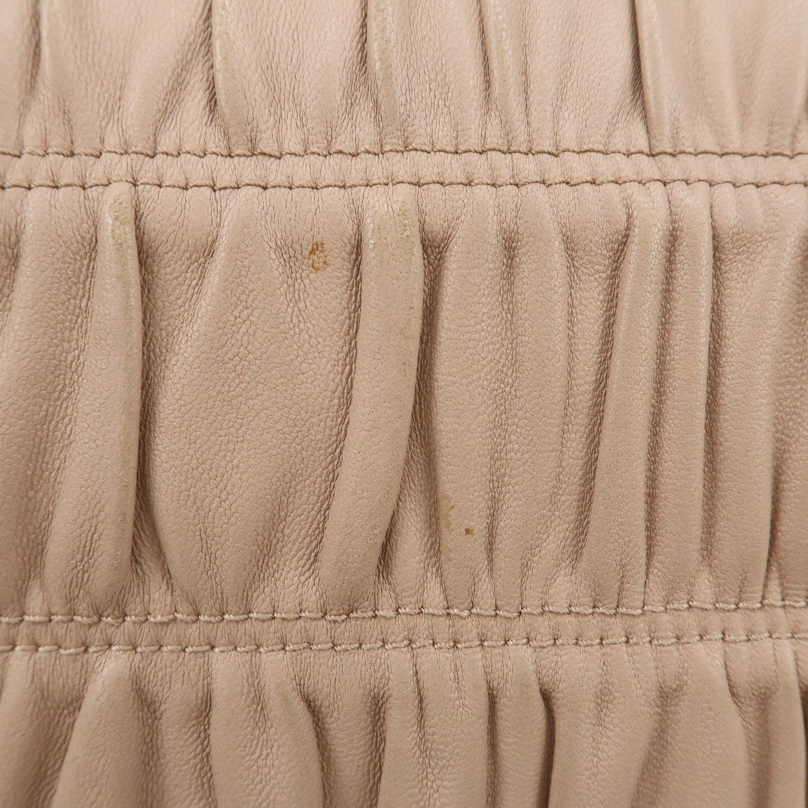 PRADA Logo Leather Gathered Chain Shoulder Bag Pink Beige 1BD147