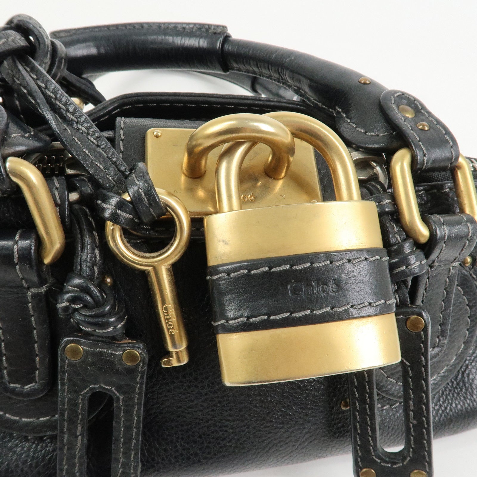 Chloe Paddington Leather Hand Bag Shoulder Bag Black