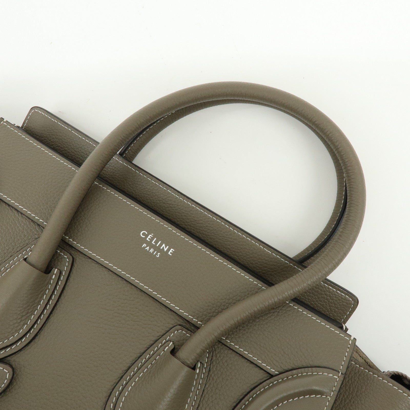 CELINE Luggage Micro Shopper Leather Hand Bag Tote Bag Gray