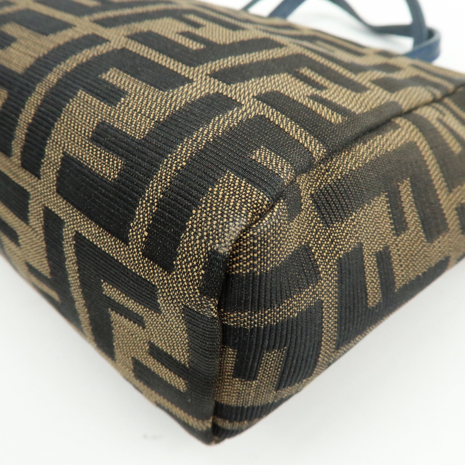 FENDI Zucca Canvas Leather Hand Bag Brown Black Navy 8N0000