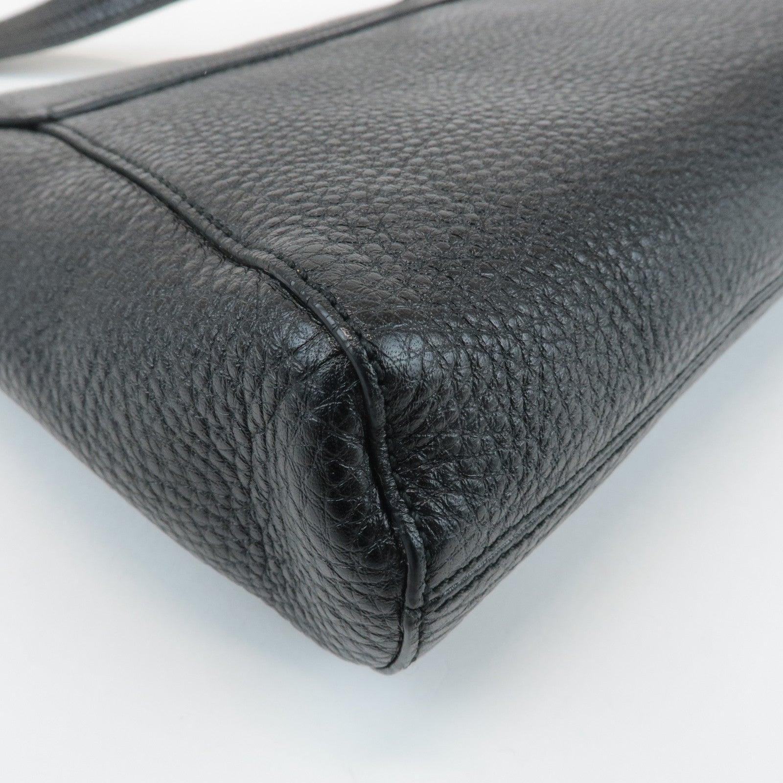 Ferragamo Gancini Leather 3Way Shoulder Bag Hand Bag Black Silver HDW Used