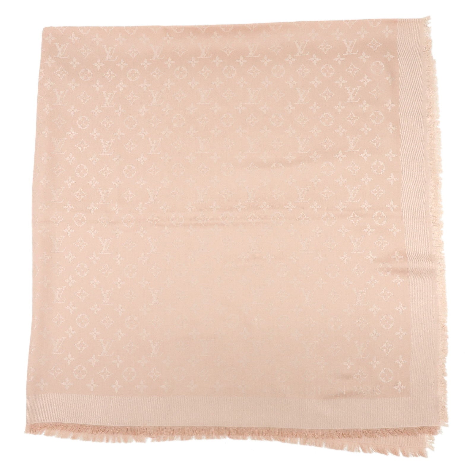 Louis Vuitton Monogram Silk Wool Scarf Shawl Pink M74441
