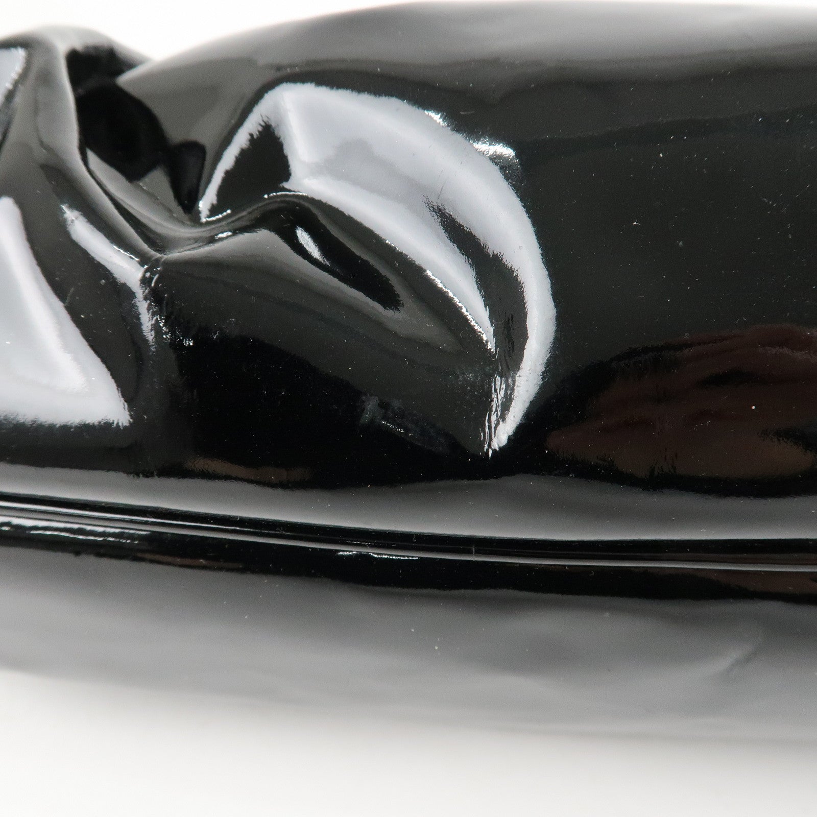 Ferragamo Gancini Patent Leather Shoulder Bag Black Silver HDW Used