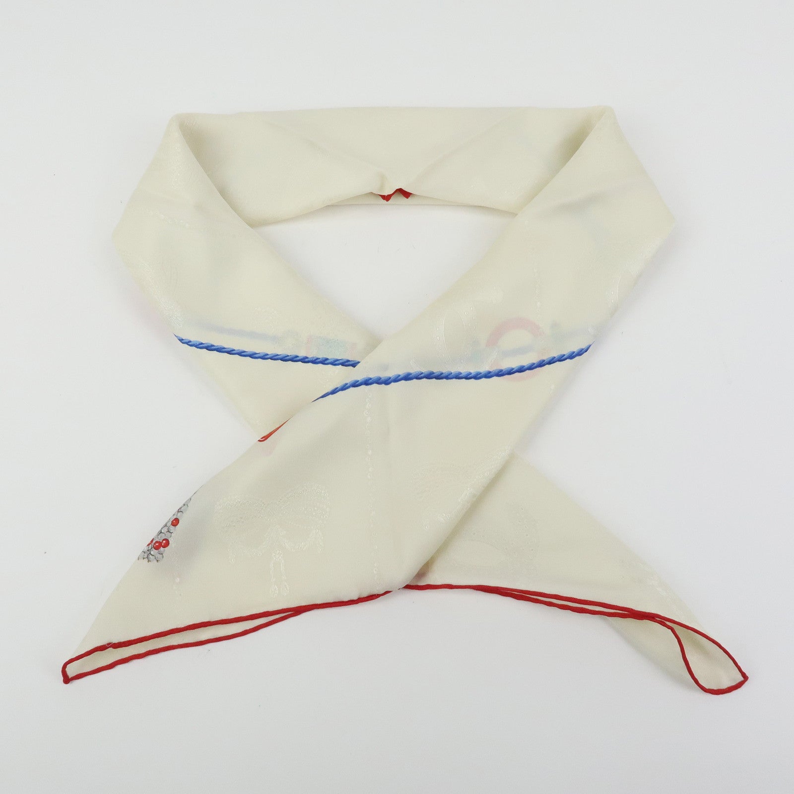 Cartier Must de Cartier Silk 100% Scarf Jewelry Motif Beige Red